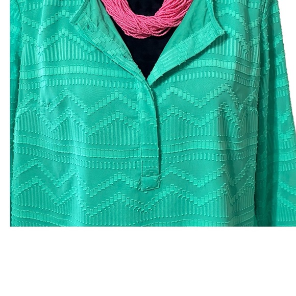TALBOTS MINT GREEN CHIFFON TEXTURED BLOUSE SZ LP - Picture 7 of 10